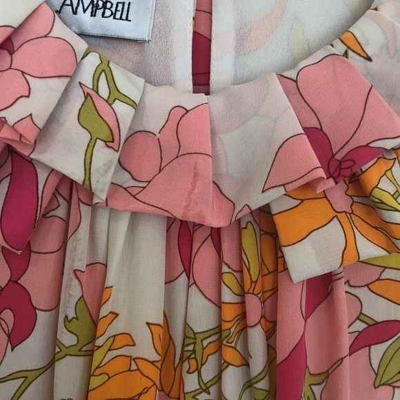 sara Campbell silk dress floral print fully lined - Picture 6 of 10